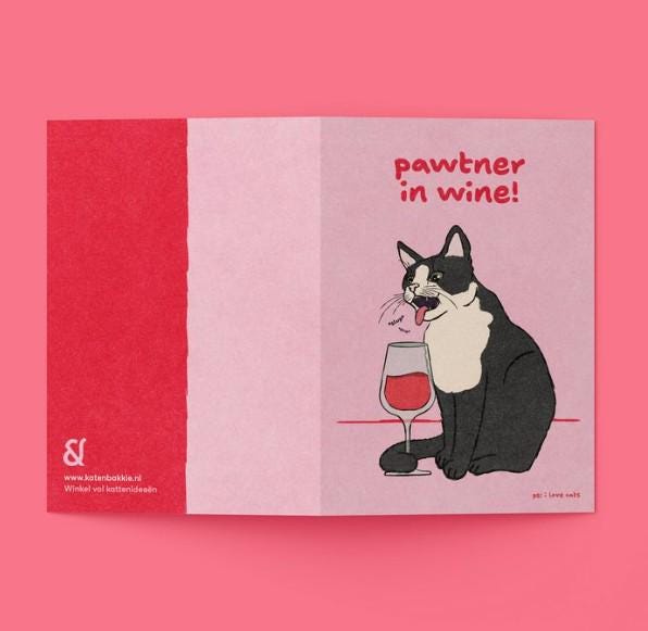 Pawtner in wine Grußkarte - Miau & More