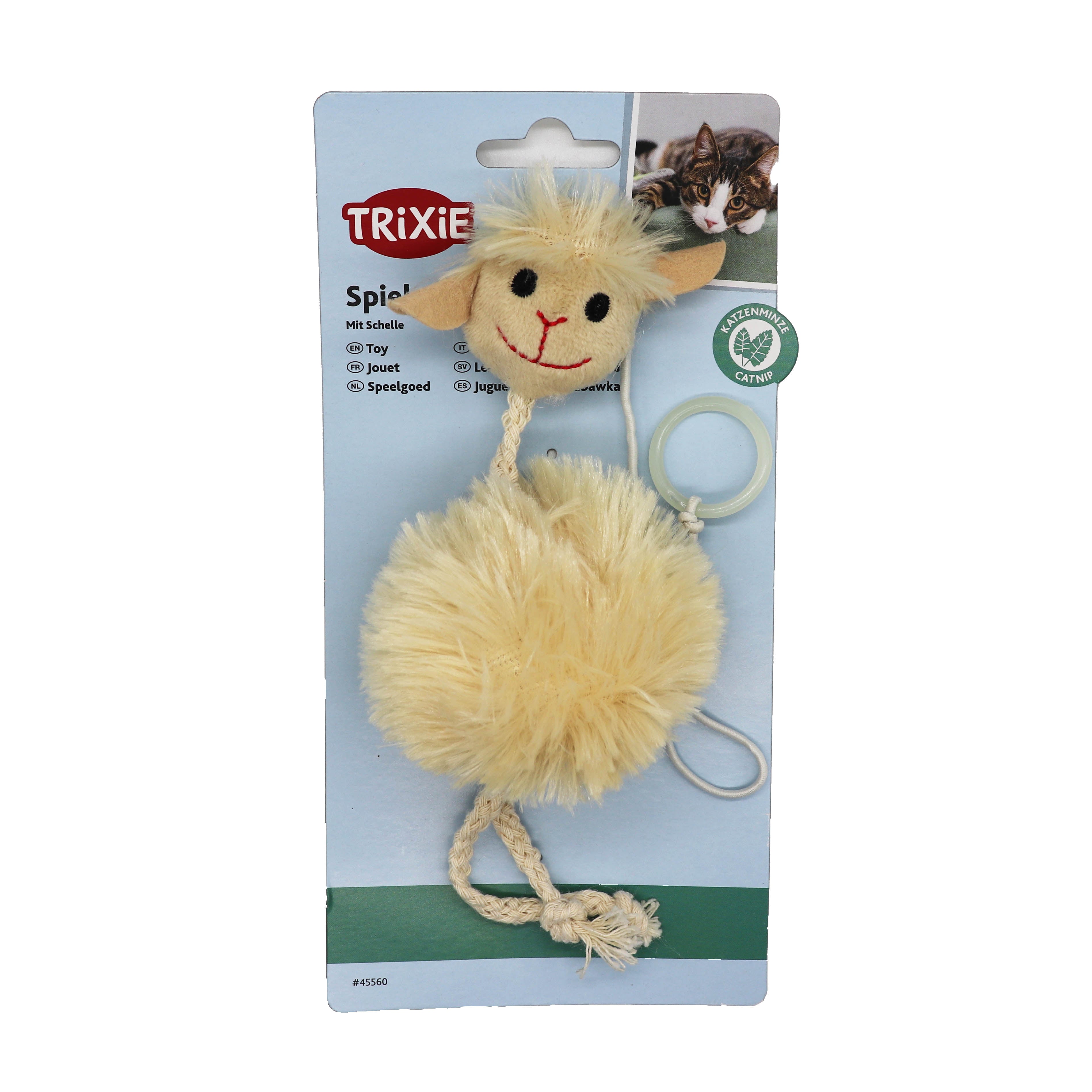 TRIXIE Plüschschaf am Gummiband mit Katzenminze - Miau & More