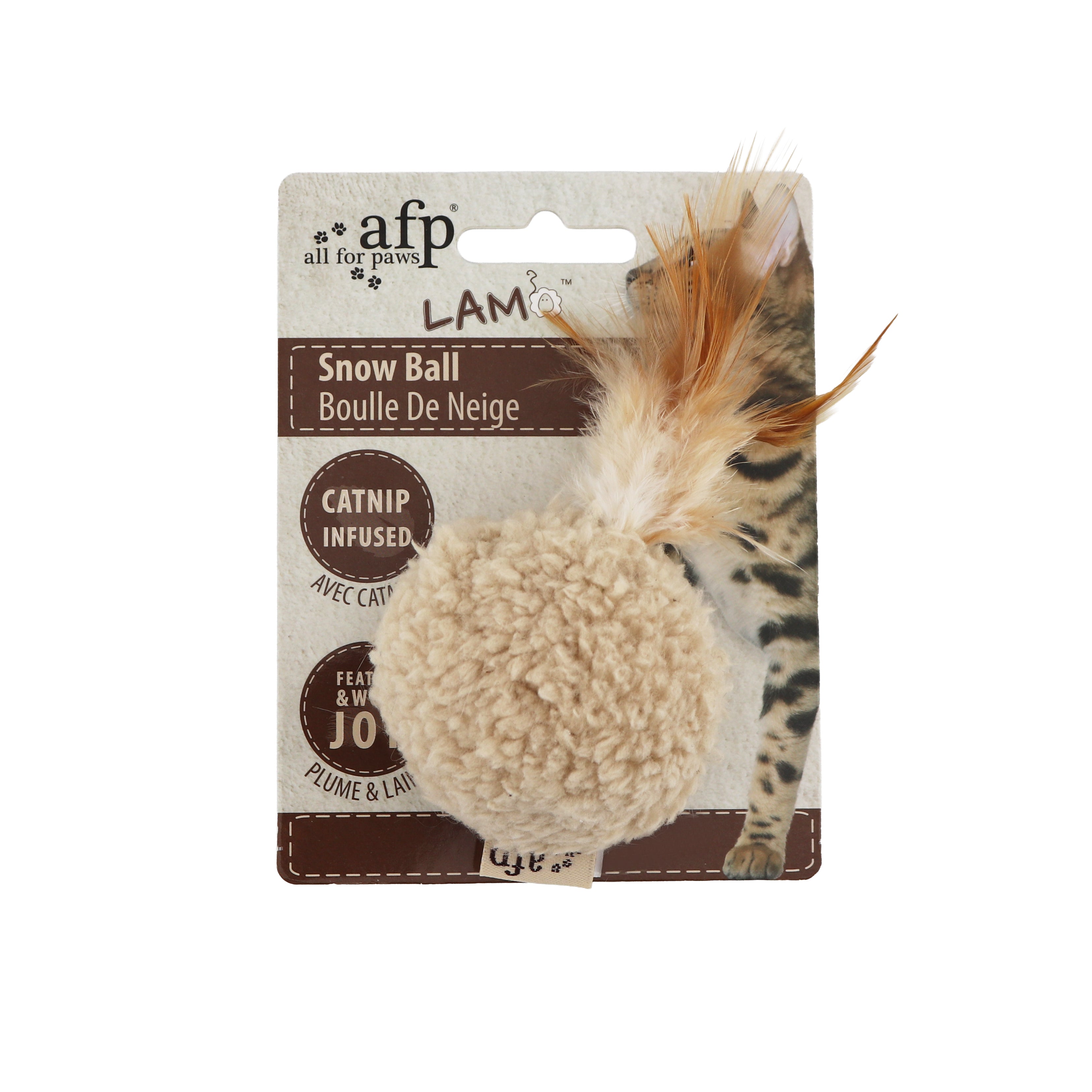 AFP Ball in Lammfelloptik Braun mit Katzenminze - Miau & More